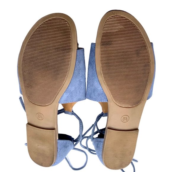 Universal Thread Aileen Ankle Lace Up Blue Faux Suede Open Toe Sandals Size 8.5 - Picture 8 of 9